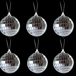 Basic u0026 More 6 stk. Diskokugler til Ophæng Sølv (8cm)> Julepynt & Dekoration|Jul