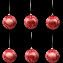 Basic u0026 More 6 stk. Julekugle GABRIEL i Rød (Ø8cm)> Julepynt & Dekoration|Jul