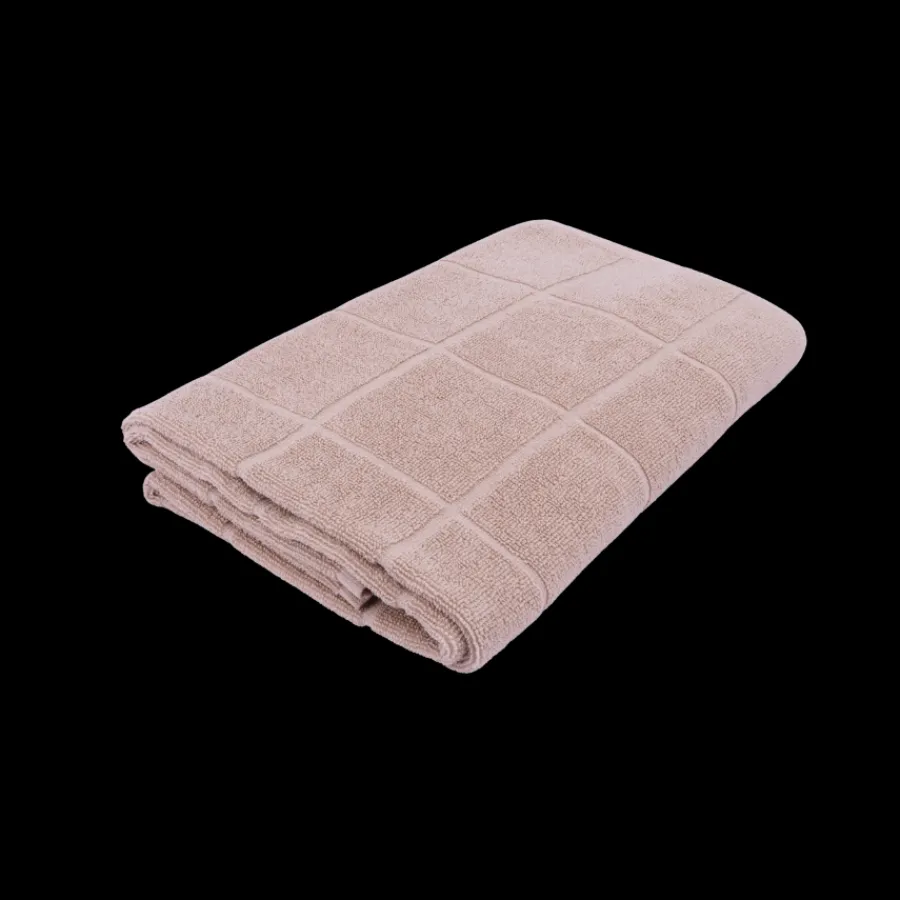 Basic u0026 More Badehåndklæde Ternet Jacquard DENZEL (70x140cm) Beige> Håndklæder|Håndklæder