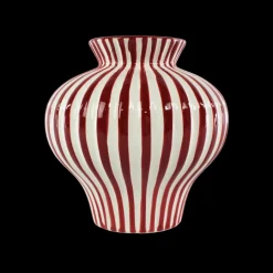 Basic u0026 More BETSY Vase (Ø 21 x 21cm) Burgandy Stribe> Julegaver Til Hende|Vaser & Krukker