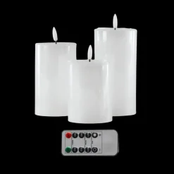 Basic u0026 More Bloklys Resin 3D Flamme m. Fjernbetjening Hvid 3 stk> Julepynt & Dekoration|Jul