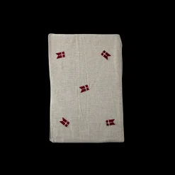 Basic u0026 More Dug m. Broderet Dansk Flag. (140x320cm) Hørfarve> Julegaver Til Hende|Duge