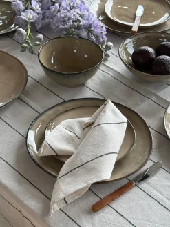 Basic u0026 More Dug m Natur og Sort Stribe FREYA (140x220cm)><noscript><img width=