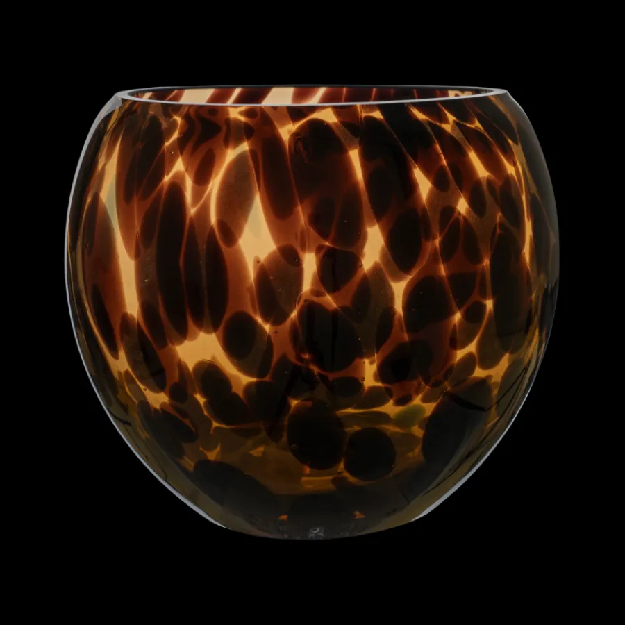 Ukendt Fyrfadsstage i Glas. Ø14 x 13cm Reaktivt Glasering.> Julegaver Til Hende|Lysestager & Stearinlys