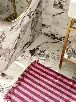 Ukendt Håndvævet tæppe 60x95cm, stribet Lilla/rosa> Julegaver Til Hende|Gulvtæpper