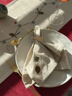 Basic u0026 More Julemundserviet m Grankogle Broderi (40x40cm)> Borddækning Til Jul|Servietter