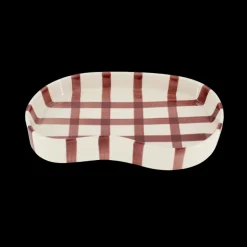 Basic u0026 More Keramik Bakke BIDDA i Beige m. Burgundy Striber (12,2x20x3cm)><noscript><img width=