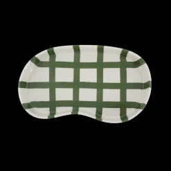 Basic u0026 More Keramik Bakke BIDDA i Beige m. Grøn Striber (12,2x20x3cm)><noscript><img width=