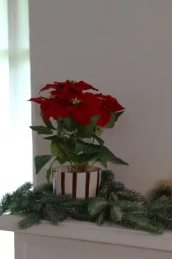 Basic u0026 More Kunstig Julestjerne i Potte Rød (40cm)><noscript><img width=