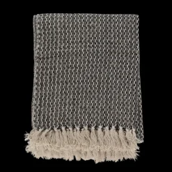 Basic u0026 More Plaid m. Grafisk Strib. (125x150cm). Sort/Natur> Udeliv|Tæpper & Plaider