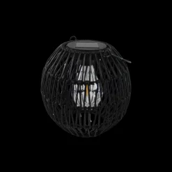 Basic u0026 More Solar Lampe i Metal og Rattan GABI Sort (19 x 20cm)> Udeliv