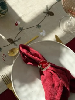 Basic u0026 More Stofserviet i Jacquard METTE (40x40cm) Kirsebær Rød> Julegaver Til Hende|Servietter