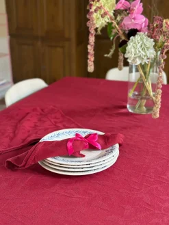 Basic u0026 More Stofserviet i Jacquard METTE (40x40cm) Kirsebær Rød><noscript><img width=