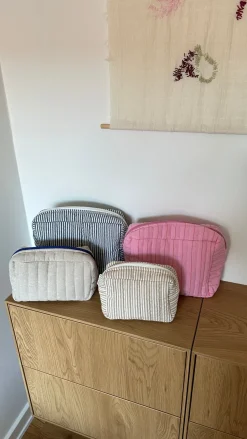 Basic u0026 More Toilettasker m Lyserød og Orange Stribe EASON ( 27x10x20cm) Stor><noscript><img width=